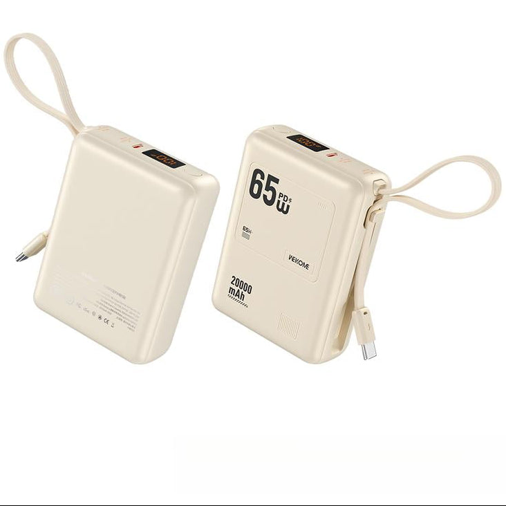 20000mAh Mini Portable Power Bank with 65W Super Fast Charging, Dual Input/Output, Digital Display, Lightweight and Compact Design - Ideal Holiday Gift