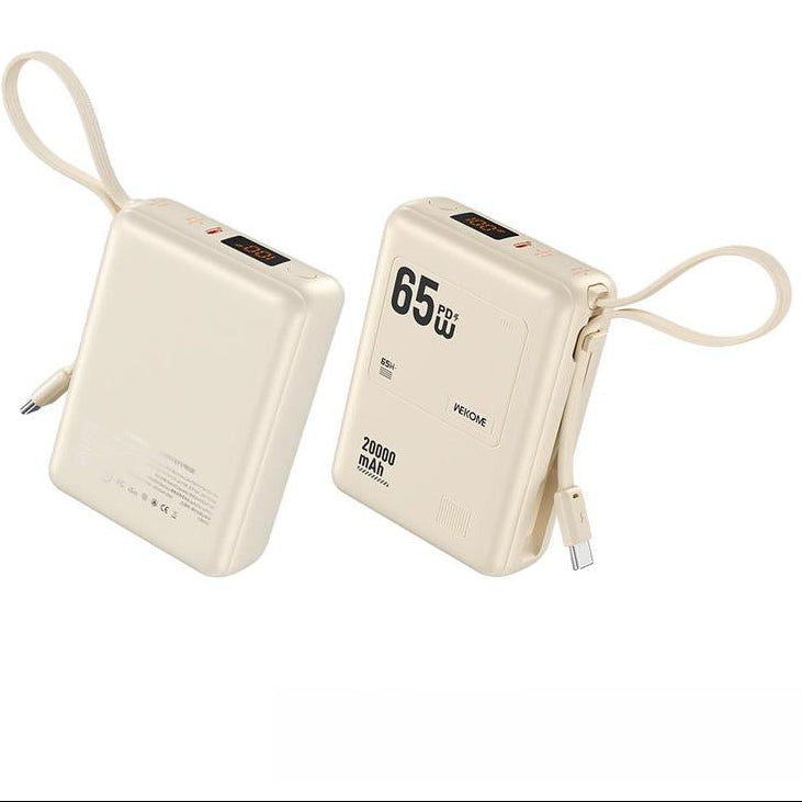 20000mAh Mini Portable Power Bank with 65W Super Fast Charging, Dual Input/Output, Digital Display, Lightweight and Compact Design - Ideal Holiday Gift