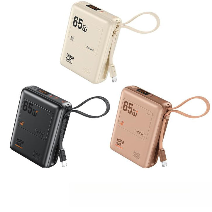 20000mAh Mini Portable Power Bank with 65W Super Fast Charging, Dual Input/Output, Digital Display, Lightweight and Compact Design - Ideal Holiday Gift