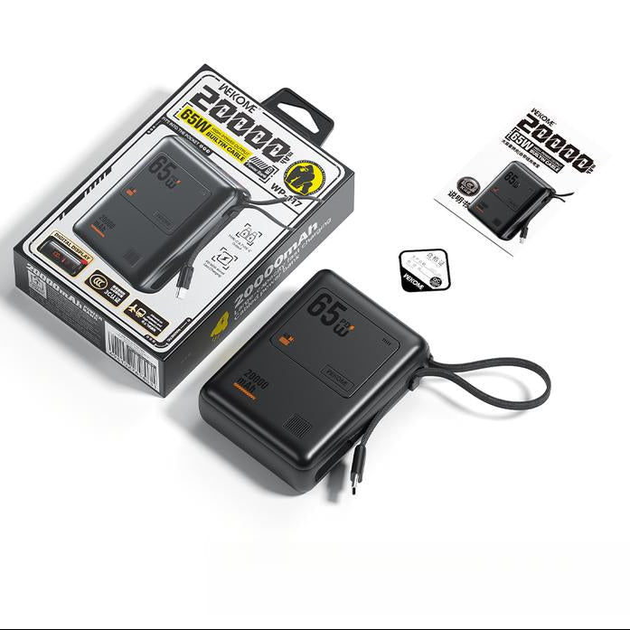 20000mAh Mini Portable Power Bank with 65W Super Fast Charging, Dual Input/Output, Digital Display, Lightweight and Compact Design - Ideal Holiday Gift